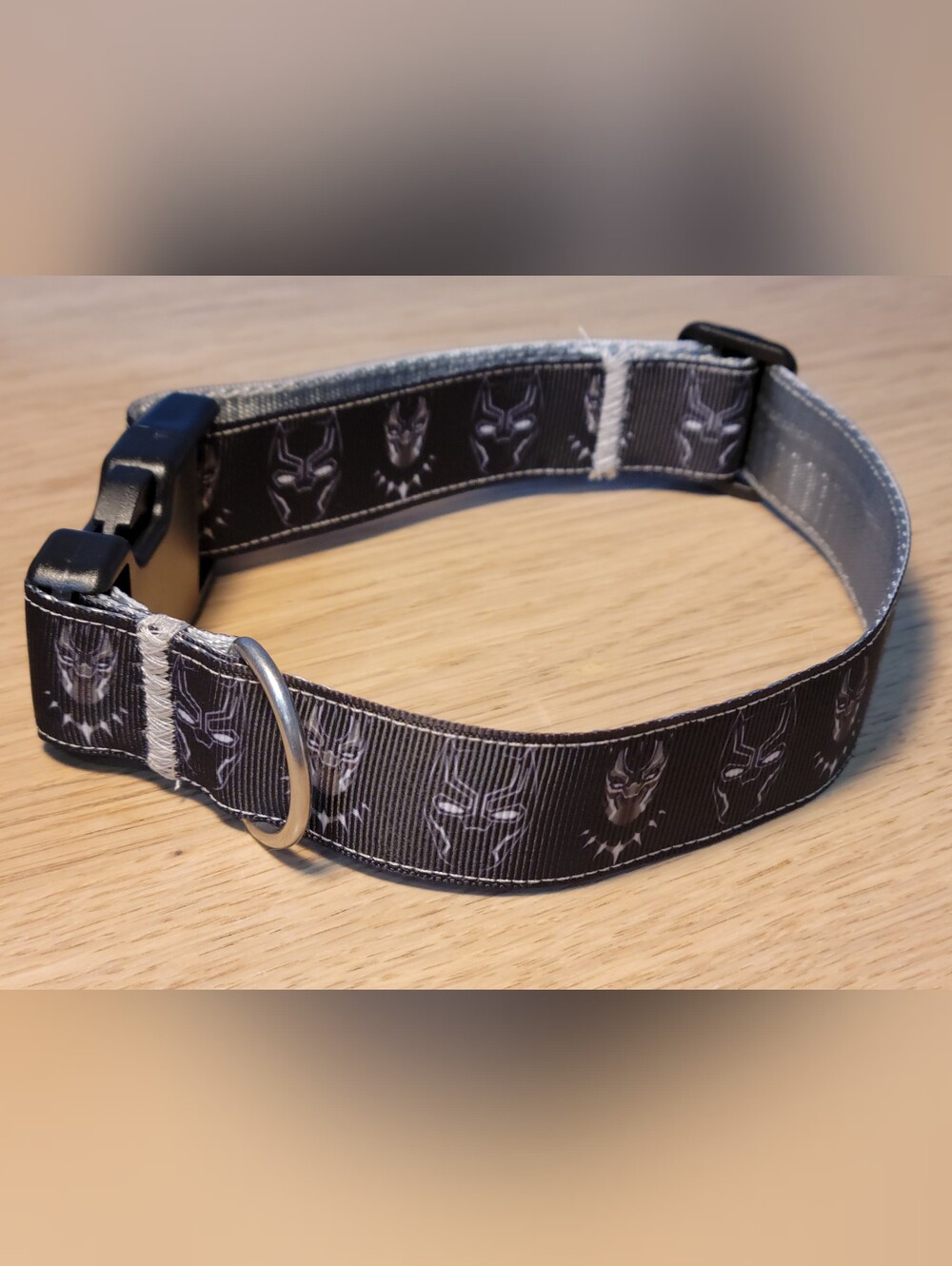 Marvel Black Panther Adjustable Dog Collar, Black/Gray, Size Small To Med Disney
